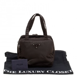 Pre Owned Prada Brown Nylon Camera Satchel