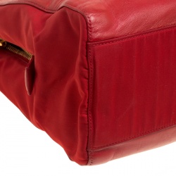 Pre Owned Prada Red Leather and Nylon Chain Handle Tote 