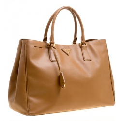Pre Owned Prada Caramel Saffiano Lux Leather Large Gardener's Tote