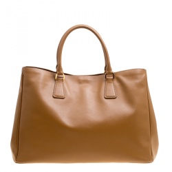 Pre Owned Prada Caramel Saffiano Lux Leather Large Gardener's Tote