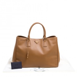 Pre Owned Prada Caramel Saffiano Lux Leather Large Gardener's Tote
