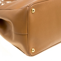 Pre Owned Prada Caramel Saffiano Lux Leather Large Gardener's Tote