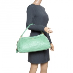 Pre Owned Prada Green Leather Bowler Bag