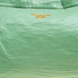 Pre Owned Prada Green Leather Bowler Bag