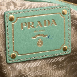 Pre Owned Prada Green Leather Bowler Bag