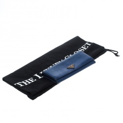 Pre Owned Prada Blue Saffiano Leather Continental Wallet