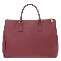 مملوكة مسبقًا Prada Maroon Double Zip Saffiano Lux Tote
