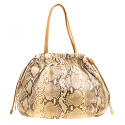 Pre Owned Prada Beige Python 4 Tote