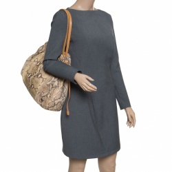 Pre Owned Prada Beige Python 4 Tote