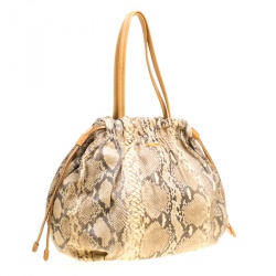 Pre Owned Prada Beige Python 4 Tote
