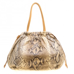 Pre Owned Prada Beige Python 4 Tote