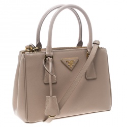 Pre Owned Prada Blush Pink Saffiano Lux Leather Mini Double Zip Top Handle Bag