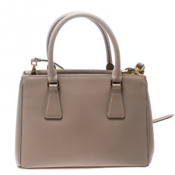 Pre Owned Prada Blush Pink Saffiano Lux Leather Mini Double Zip Top Handle Bag