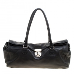 Pre Owned Prada Black Soft Leather Satchel