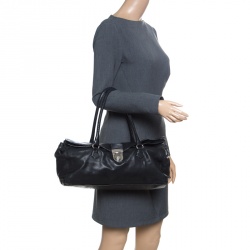 Pre Owned Prada Black Soft Leather Satchel