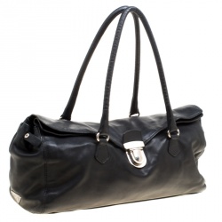 Pre Owned Prada Black Soft Leather Satchel