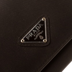 Pre Owned Prada Dark Brown Nylon Snap Wallet