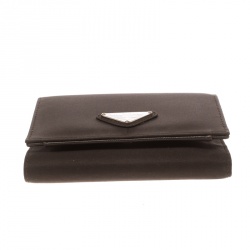 Pre Owned Prada Dark Brown Nylon Snap Wallet