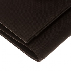 Pre Owned Prada Dark Brown Nylon Snap Wallet
