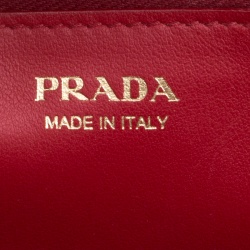 Pre Owned Prada Red Saffiano Lux and City Calf Leather Envelope Continental Wallet