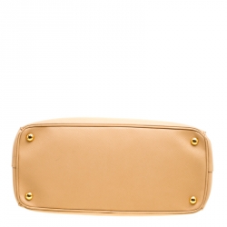 Pre Owned Prada Beige Saffiano Lux Leather Medium Galleria Double Zip Top Handle Bag