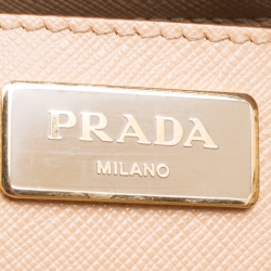 Pre Owned Prada Beige Saffiano Lux Leather Medium Galleria Double Zip Top Handle Bag