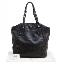 Pre Owned Prada Black Soft Calf Leather Tote