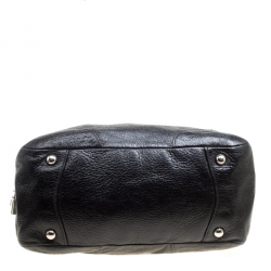 Pre Owned Prada Black Shimmering Leather Top Handle Bag