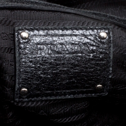 Pre Owned Prada Black Shimmering Leather Top Handle Bag