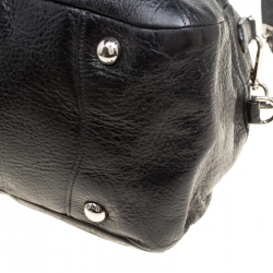 Pre Owned Prada Black Shimmering Leather Top Handle Bag