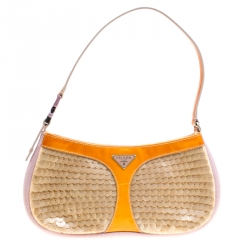 Pre Owned Prada Multicolor Mesh/Sequins and Leather Shoulder Bag