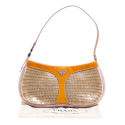 Pre Owned Prada Multicolor Mesh/Sequins and Leather Shoulder Bag