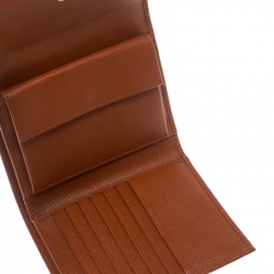 Pre Owned Prada Orange Saffiano Lux Leather Trifold Wallet