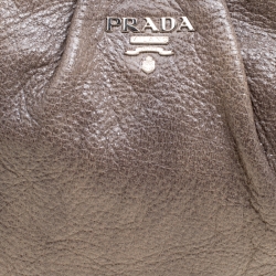 Pre Owned Prada Metallic Grey Cervo Leather Chain Hobo