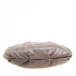 Pre Owned Prada Metallic Grey Cervo Leather Chain Hobo