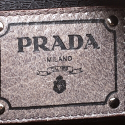 Pre Owned Prada Metallic Grey Cervo Leather Chain Hobo