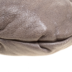 Pre Owned Prada Metallic Grey Cervo Leather Chain Hobo