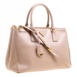 Pre Owned Prada Blush Pink Saffiano Lux Leather Medium Double Zip Tote