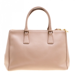 Pre Owned Prada Blush Pink Saffiano Lux Leather Medium Double Zip Tote