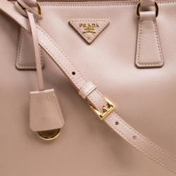 Pre Owned Prada Blush Pink Saffiano Lux Leather Medium Double Zip Tote
