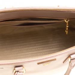 Pre Owned Prada Blush Pink Saffiano Lux Leather Medium Double Zip Tote