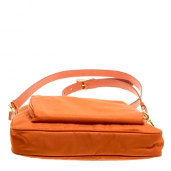Pre Owned Prada Orange Nylon Crossbody Bag