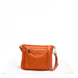 Pre Owned Prada Orange Nylon Crossbody Bag