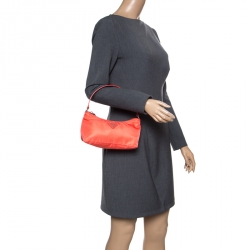 Prada Orange Tessuto and Saffiano Leather Pouch