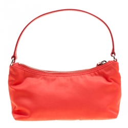 Prada Orange Tessuto and Saffiano Leather Pouch