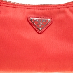 Prada Orange Tessuto and Saffiano Leather Pouch