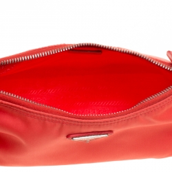 Prada Orange Tessuto and Saffiano Leather Pouch