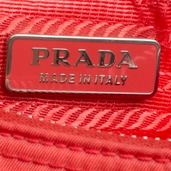 Prada Orange Tessuto and Saffiano Leather Pouch