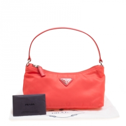 Prada Orange Tessuto and Saffiano Leather Pouch