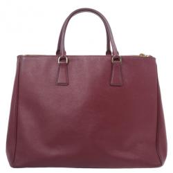 Pre Owned Prada Maroon Saffiano Lux Double-Zip Large Tote